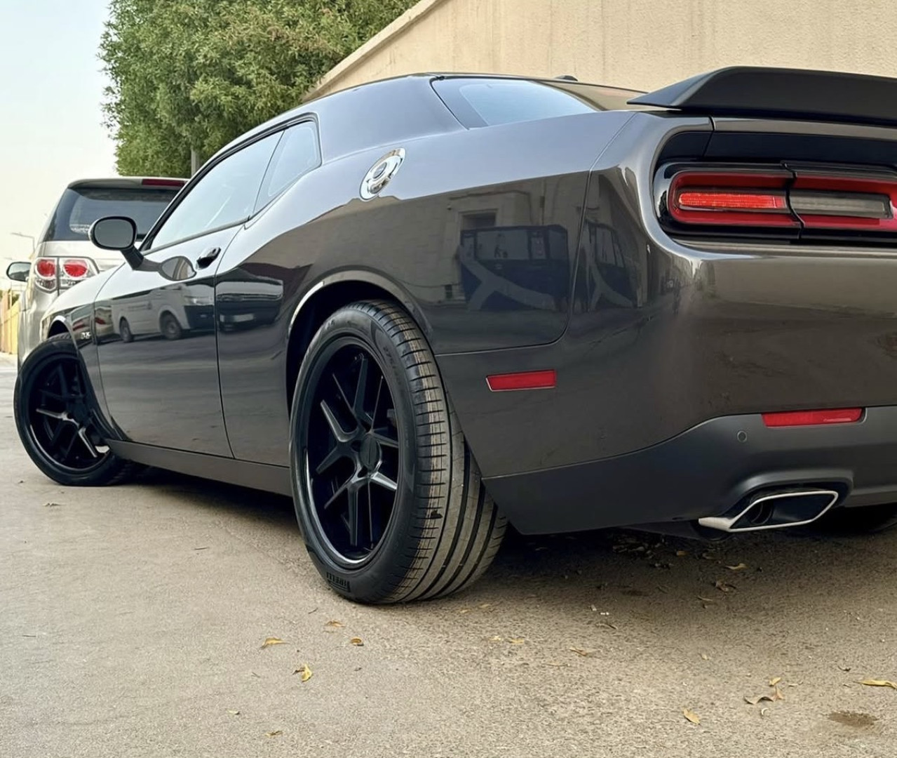 2023 DODGE CHALLENGER fitted with American Racing AR942 BISHOP MATTE BLACK W/ GLOSS BLACK LIP Wheel