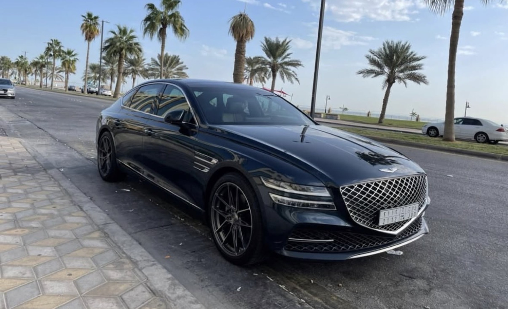 2022 GENESIS G80 fitted with Riviera RF107 Black Polished Dark Tint Wheel