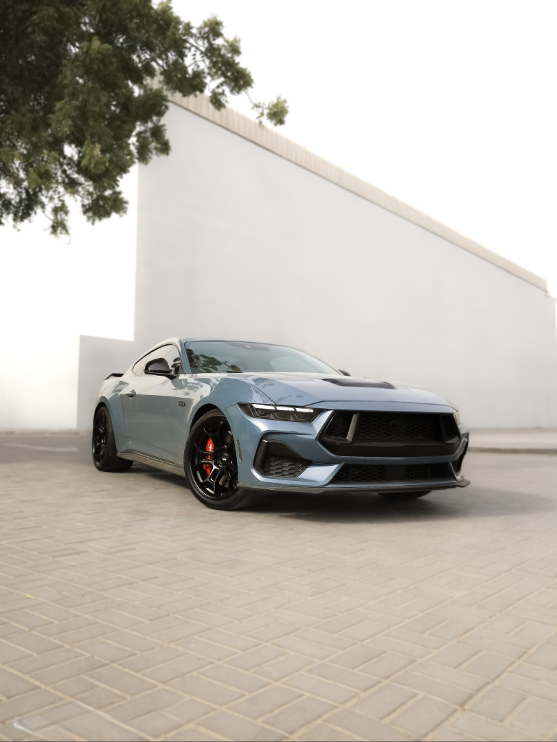 2025 FORD MUSTANG fitted with American Racing AR952 GT STREET Matte Black Wheel
